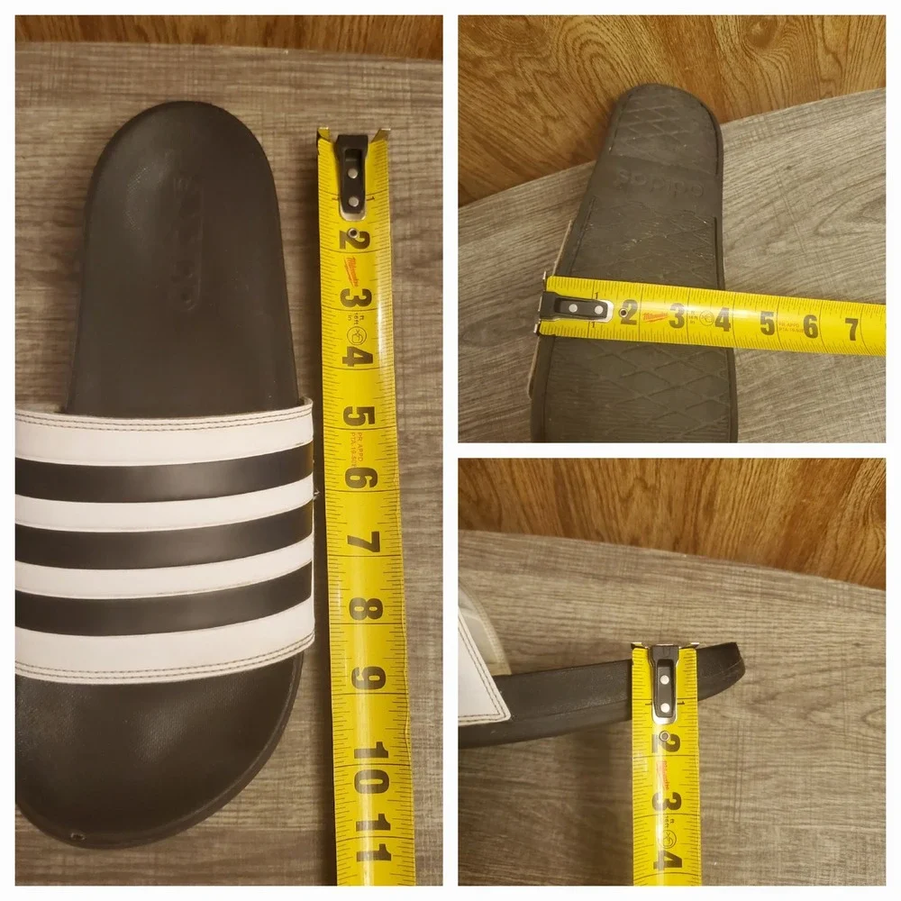 adidas‎ Adilette Comfort Slides Mens Size 9 Shower Sandals Black White